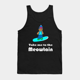 Snowbording cat meowtain pun cat lover snowboard fan snow lover Tank Top